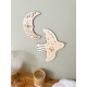 Décorations en bois lune et oiseau design