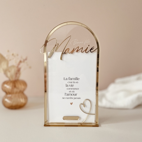 Cadre photo personnalisé arche dorée, cadeau Mamie