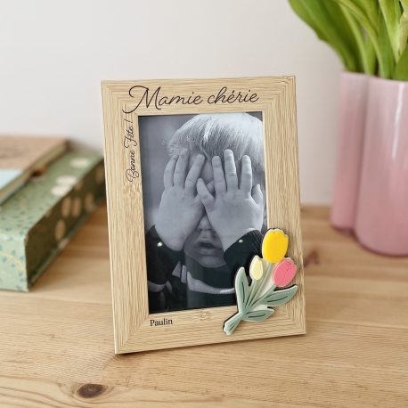 Cadre photo en bois à personnaliser, cadeau mamie