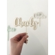 Cake topper anniversaire prénom lin et blanc