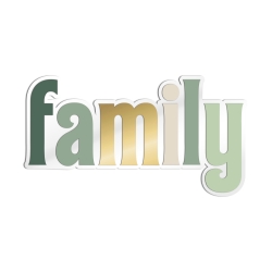Enseigne murale décorative mot family, camaïeu de vert