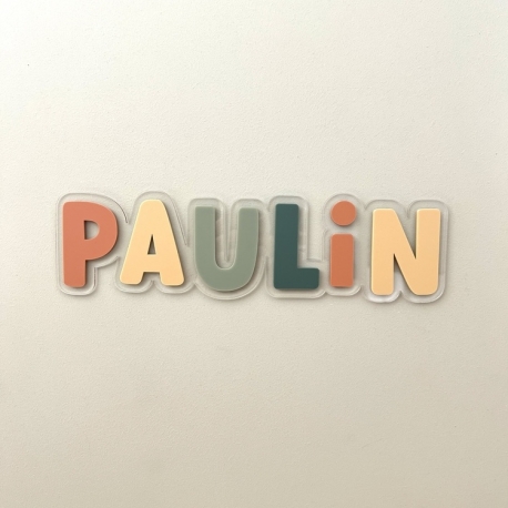 Prénom mural en plexiglas coloré, décoration chambre enfant