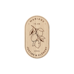 Magnet mariage en bois personnalisé, mariage d'été citrons