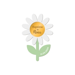 Magnet marguerite personnalisé, cadeau d'invité baptême