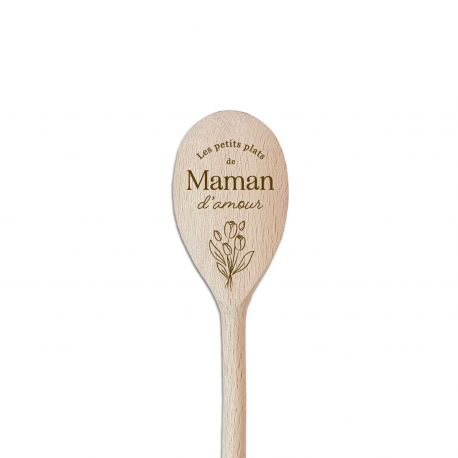 Cadeau fête des mères, cuillère en bois personnalisée tulipes