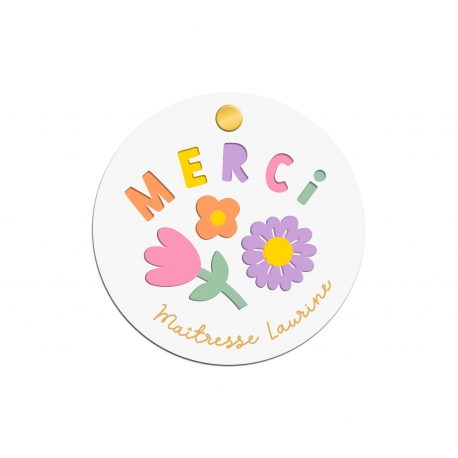 Miroir de poche personnalisé Fleurs en fête, cadeau maîtresse / nounou