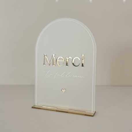 Panneau mariage sur socle Merci du fond du coeur