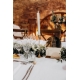 Menu mariage sur socle plexiglas opale et miroir rose gold, collection minimaliste