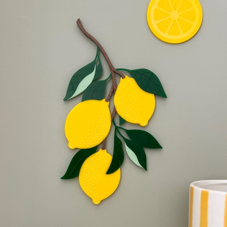 Décoration murale en plexiglas grappe de citrons