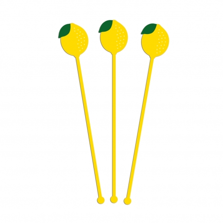 Touillette originale jaune citron, décoration cocktail été