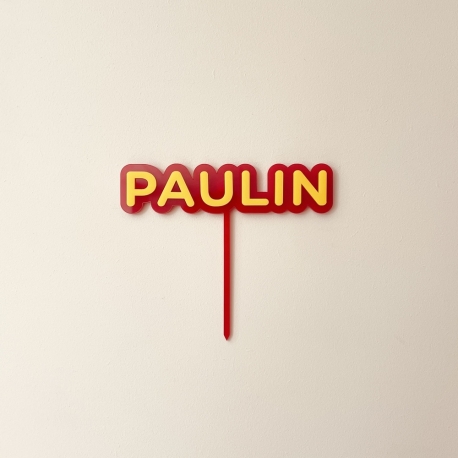 Cake topper personnalisé prénom bi-matière, thème pompier