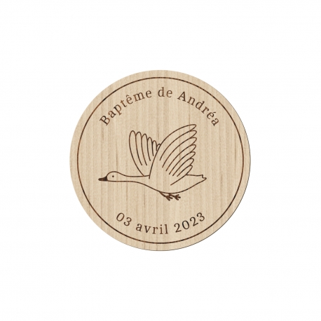 Magnet en bois oie à personnaliser baptême anniversaire