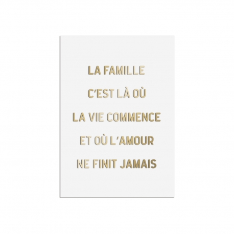 Affiche en plexiglas citation La famille c'est
