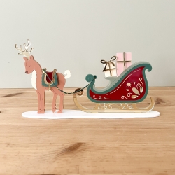 Le légendaire traineau du Père Noël en plexiglas, village Noël miniature