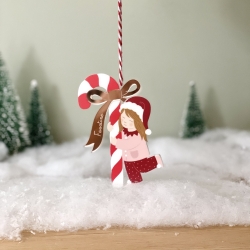 Boule de Noël illustrée à personnaliser, Fille au sucre d'orge