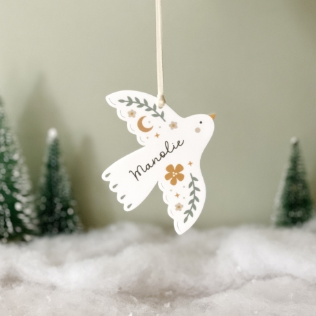 Suspension de Noël avec prénom Colombe en fleurs