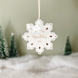 Boule de Noël chic à personnaliser, flocon plexiglas
