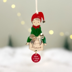 Boule de Noël Lutin et son cadeau