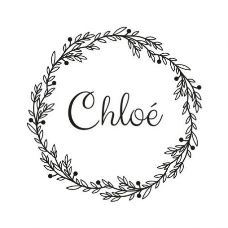 Tampon naissance personnalisé feuillage et baies champêtre bohème