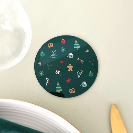 Dessous de verre plexiglas coloré, décoration table de Noël