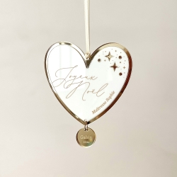 Boule de Noël coeur personnalisé, cadeau maîtresse nounou