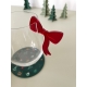 Décoration table de Noël, marque-verre noeud rouge