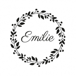 Tampon naissance personnalisé modèle couronne de fleurs champêtre