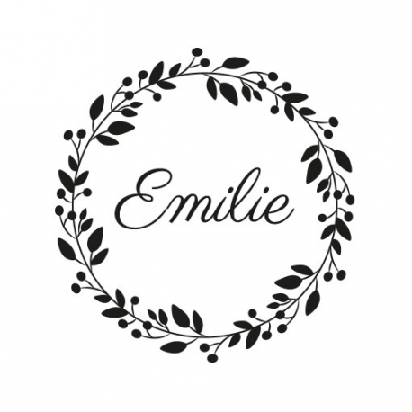 Tampon naissance personnalisé modèle couronne de fleurs champêtre