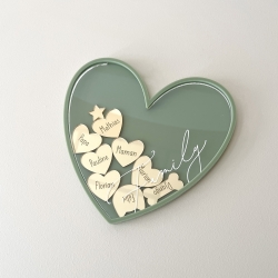 Décoration murale personnalisée famille, coeur à suspendre