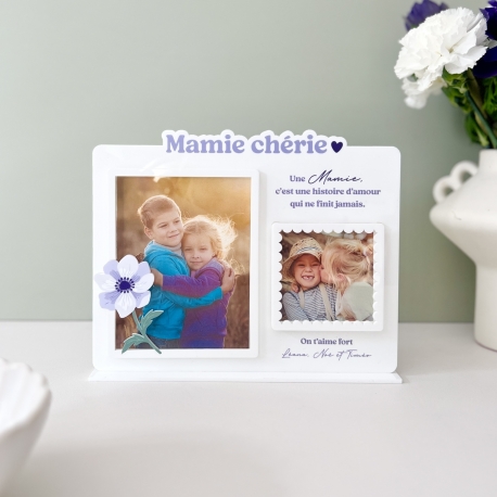 Cadre photos duo à personnaliser, cadeau original Mamie