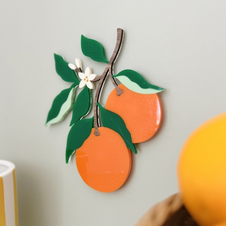 Décoration murale originale, grappe d'oranges en plexiglas