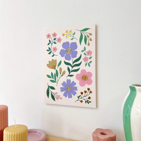 Affiche décorative en plexiglas Poésie florale, décoration colorée rose blush