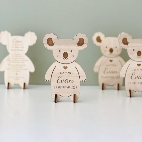 Faire-part baptême original, invitation baptême koala