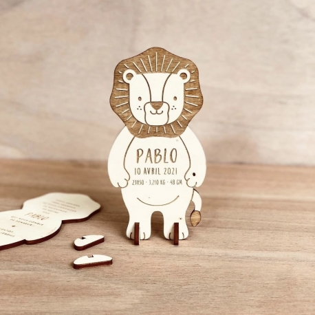Faire-part baptême original lion thème savane