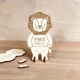 Faire-part de naissance en bois lion thème savane