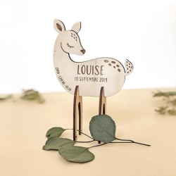 Faire-part naissance original en bois Faon