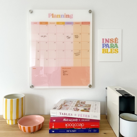 Planning coloré mensuel style color block, organisation mensuelle