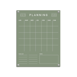 Planning mensuel minimaliste vert sauge, planning organisation effaçable