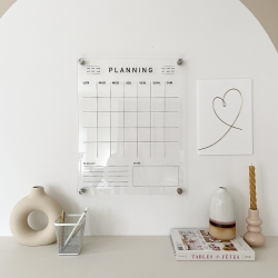 Planning mensuel effaçable transparent, style minimaliste et sobre