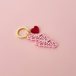 Porte-clé original message sister sister, grigri porte-bonheur coloré