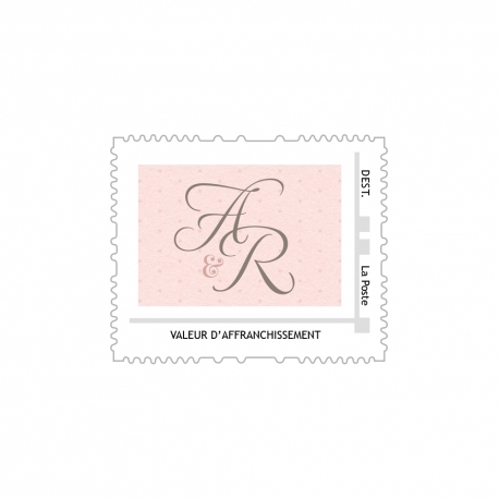Fichier timbre poste personnalisé mariage Shabby chic rose poudré