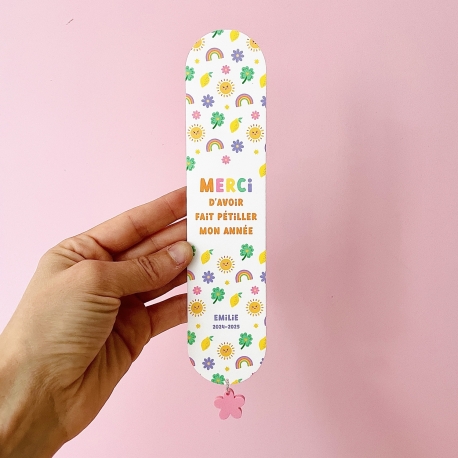 Marque-page en plexiglas personnalisé, cadeau maîtresse souvenir