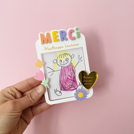 Magnet personnalisé dessin, cadeau fin d'année scolaire maîtresse nounou