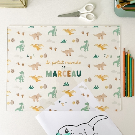 Sous-main en plexiglas personnalisé enfant Dinosaures