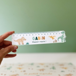 Règle enfant personnalisée, règle en plexiglas Dinosaures