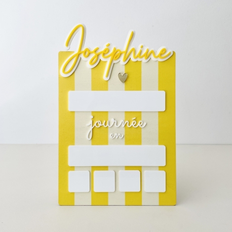 Pancarte effaçable personnalisée, pancarte rentrée scolaire à rayures