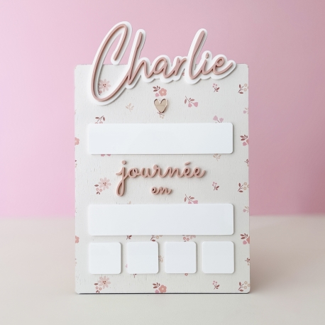 Pancarte rentrée scolaire effaçable, modèle rose Liberty