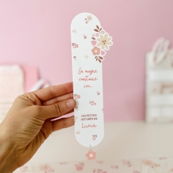 Marque-page personnalisé en plexiglas, marque-page enfant fleurs