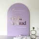 Panneau de bienvenue mariage line fond mauve
