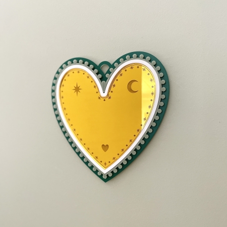 Décoration coeur miroir, décoration murale originale